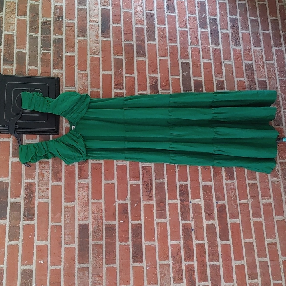 Jason Wu Emerald Green Tierd Deep V Maxi Dress Size XL (2077)